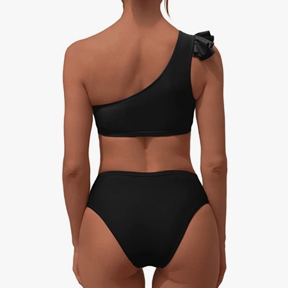 *NEW* 2023 Ruffle One Shoulder Two Piece Bikini - High Waisted Tummy Control - Picture 2 of 4